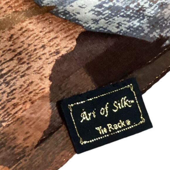 Vintage Striped Floral Art of Silk by Tie Rack 100% Silk Scarf - Picture 6 of 11